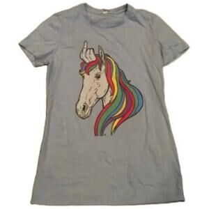 Bella Rainbow Middle Finger Women’s MD Graphic T-shirt.